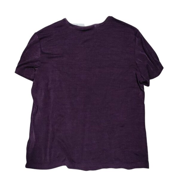 NWT Kathy Ireland Vintage Artsey Lagenlook Silk Blend Purple T-Shirt Women's XL - Picture 4 of 9